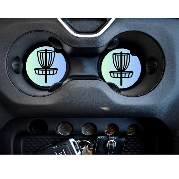 2 Pack DISC GOLF BASKET Car Drink Coasters Ceramic Car Cup CHOOSE COLOR - Picture 6 of 6